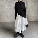 Stetnode Gothic Asymmetrical Cargo Skirts Women Streetwear Punk Irregular High Waist A Line Pleated Skirt Korean Hip Hop Midi Skirt