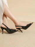 Stetnode Contrast Color Split-Joint Square-Toe Pumps Sling Shoes