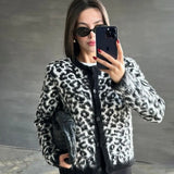 Stetnode Leopard Print Knit Cardigan Women's Loose O-Neck Long Sleeve Casual Color Block Sweater Fashion Button Cardigan Top Y2k