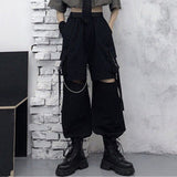 Stetnode Autumn Fashion Cargo Pants Women Gothic Punk Black Wide Leg Lady Hot Pants Korean Fashion Street Wear Casual Trousers New