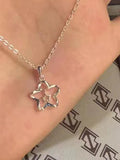 Stetnode Silver Hollow Out Star Charm Necklace