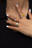 Stetnode 4Pcs Floral Beads Ring