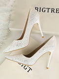 Stetnode Pointed-Toe Sequined Shallow Cut Pumps