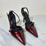 Stetnode Women Red Patent Leather Slingbacks High Heels Sexy Pointed Toe Stiletto Pumps Sandals 2024 Autumn Elegant Lady Heeled Shoe