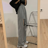 Stetnode Fashion Harajuku Hollow Out Wide Leg Pants Women Joggers Hole Chic Streetwear Straight Trousers Summer Hip Hop Loose Sweatpants