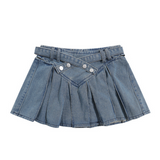 Stetnode Women's Preppy Pleated Denim Skirt