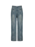Stetnode Vintage Wash Cut Design Boyfriend Jeans