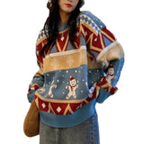 Stetnode Women's Fun Contrast Color Snowman Sweater