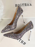 Stetnode Pointed-Toe Sequined Shallow Cut Pumps