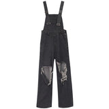 Stetnode Streetwear Denim Overalls Women 5Xl Y2K Vintage Hole Wide Leg Jeans Jumpsuit Summer High Waist Loose Casual Suspend Pants