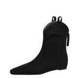 Stetnode Black Wedges Ankle Boots For Woman Retro Point Head Back Zip High Heels Shoes 2024 Autumn Winter Elegant Street Female Boots