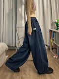 Stetnode back to school spring outfit Joanne Solid Color Denim Retro Streetwear Straight Wide Leg High Waist Jeans Pants