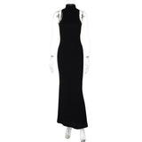 Stetnode Stand Collar Sleeveless Elegant Evening Party Bodycon Dress Knitted Rib 2024 Fashion Casual Clothing Y2K StreetwearChristmas Gifts