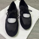 Stetnode Black Lace Up Mules Shoes For Woman Round Toe Shallow Mouth Breathable Ballet Shoes 2024 Autumn White Mary Jane Flat Shoes