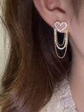 Stetnode Tassel Chain Rhinestone Heart Earring