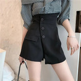 Stetnode 4Xl Suit Black Shorts Women High Waist Irregular Wide Leg Short Pants Office Lady Elegant A Line Loose Shorts Skirts New