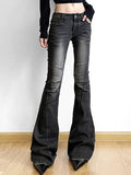 Stetnode Street Distressed Ruched Splice Low Rise Flare Jeans