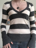 Stetnode Long Sleeve V-Neck Striped Slim-Fit Sweater