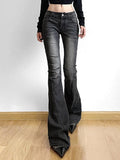 Stetnode Street Distressed Ruched Splice Low Rise Flare Jeans