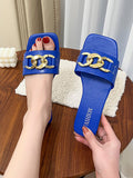 Stetnode Chains Open Toe Split-Joint Square-Toe Slippers