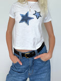 Stetnode White Y2K Star Print Short Sleeve Tee