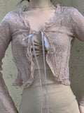 Stetnode Tie Front Lace Crop Cardigan