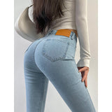 Stetnode back to school spring outfit Jenna Denim Pencil Shape Slim High Waist Jeans Pants