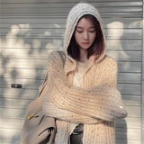 Stetnode Elegant Hooded Knitted Cardigan Women Sequin Sweater Coat Streetwear Oversized Knitwear Korean Loose All Match Jumper Tops