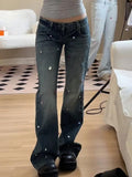 Stetnode Y2K Rhinestone Low Rise Boyfriend Jeans