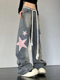 Stetnode Vintage Star Patch Print Boyfriend Jeans