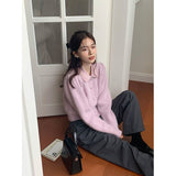 Stetnode Elegant Knitted Cardigans Women Cropped Patchwork Sweater Coat Korean Solid Slim Knitwear Jackets All Match Jumper Outwear