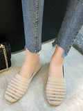 Stetnode Breathable Contrast Color Striped Flat Shoes