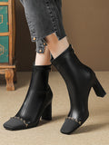 Stetnode Chains Split-Joint Square-Toe Boots Pumps