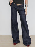 Stetnode Dark Blue Basic Low Waist Flare Jeans