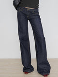 Stetnode Dark Blue Basic Low Waist Flare Jeans