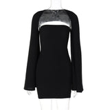 Stetnode Strapless Bodycon Mini Women'S Dresses Long Flare Sleeve Shawn Women'S Sets Elegant Evening Set Women Streetwear ClothesChristmas Gifts