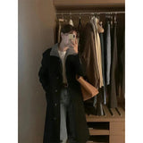 Stetnode Long Wool Blends Coats Women Streetwear Black Woolen Jackets Elegant Commute Blazer Overcoat Winter Korean Chic Outerwear