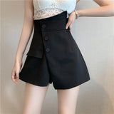 Stetnode 4Xl Suit Black Shorts Women High Waist Irregular Wide Leg Short Pants Office Lady Elegant A Line Loose Shorts Skirts New