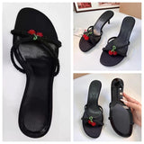 Stetnode Summer Women Cherry Bead String High Heel Sandals Sexy Round Toe Peep Toe Padded Slider Sandals Female Stilettos High Heels