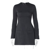 Stetnode Elegant O Neck Long Sleeve Pactchwork Mini Zipper Women'S Dresses Winter Party Club Korean Wholesale Y2K Casual ClothesChristmas Gifts