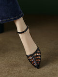 Stetnode Belt Buckle Hollow Pointed-Toe Split-Joint Pumps Sandals Sling Shoes