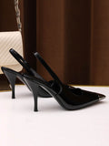 Stetnode Contrast Color Split-Joint Square-Toe Pumps Sling Shoes