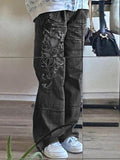 Stetnode Washed Heart Pattern Cargo Jeans