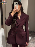 Stetnode Spring Outfits Elegant Women's Slim Fit Suit Jacket Fashion Solid Long Sleeve Pockets Single Breasted Lapel Female Blazer Coat Street Outerwear