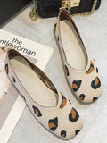 Stetnode Breathable Contrast Color Leopard Flat Shoes