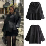 Stetnode Outfit Fashion Asymmetric Scarf Knitted Jacket Women O Neck Single Button Side Slit Solid Loose Coat Winter New Female Chic Outerwear