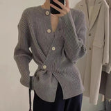 Stetnode Irregular Knitted Cardigan Women Elegant Black Sweater Coat Korean Fashion Slim Knitwear Winter Ladies Basic Chic Jumpers