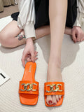 Stetnode Chains Open Toe Split-Joint Square-Toe Slippers