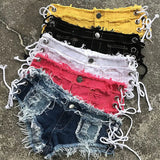 Stetnode Women Denim Ripped Shorts Sexy Low Waist Jeans Female Summer Denim Knotted Band Mini Shorts Dj Club Party Hotpants