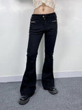 Stetnode Low Rise Studded Elastic Flare Jeans